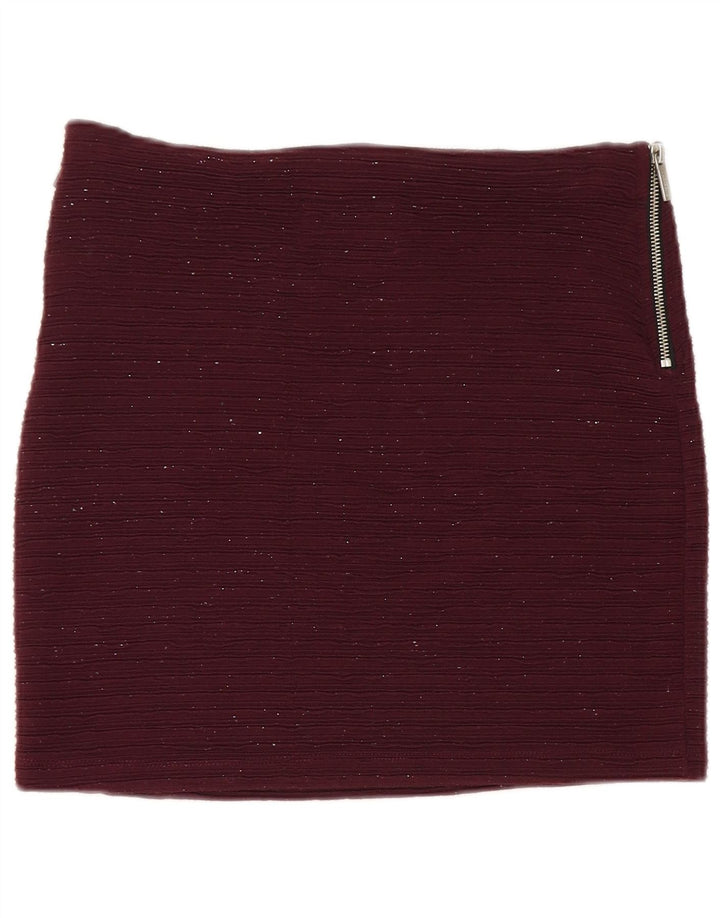 Superdry Femme Mini Jupe Medium W30 Bordeaux Moucheté Polyester