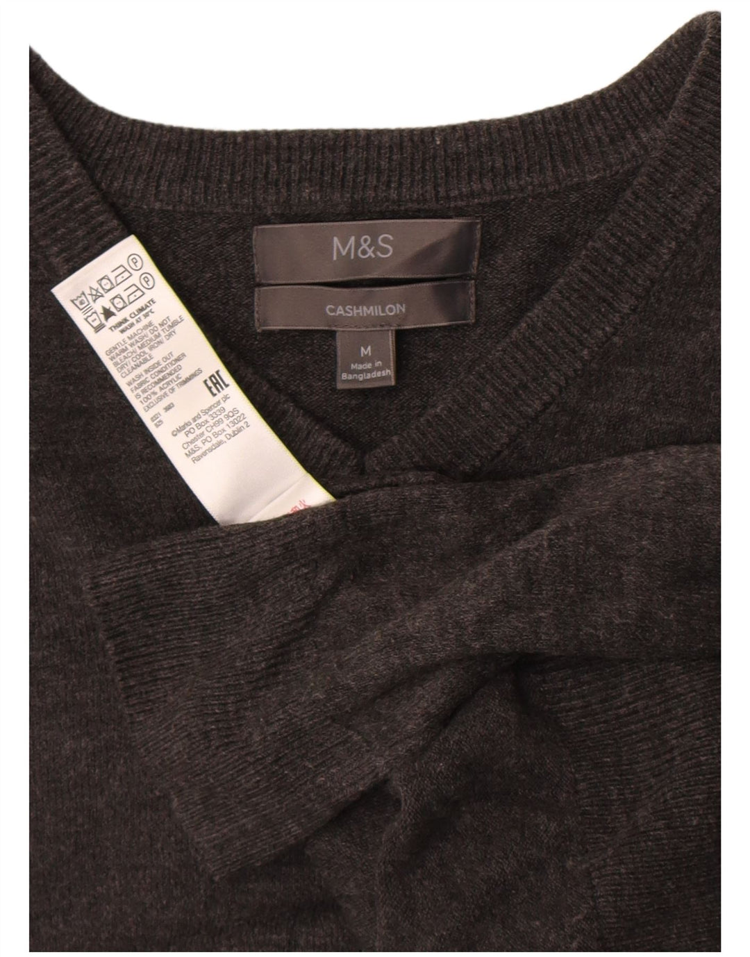 MARKS & SPENCER Pull Col V Homme Gris Moyen Acrylique