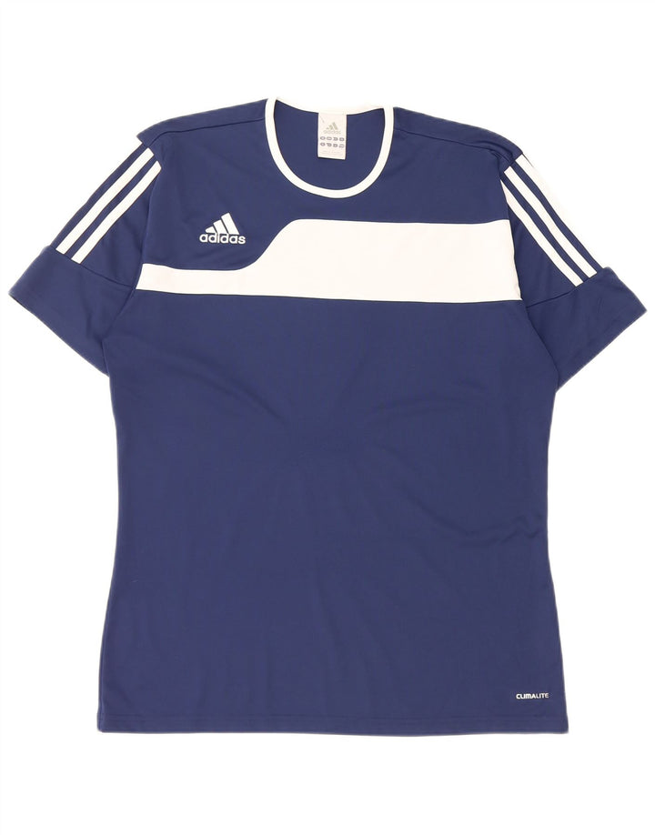 Adidas Homme Climalite T-Shirt Top Bleu Marine Colorblock