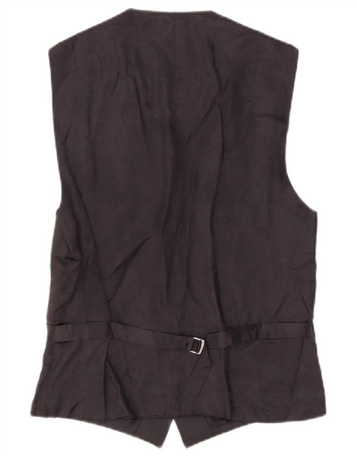 vintage Homme Double Breasted Gilet IT 48 Moyen Noir Viscose