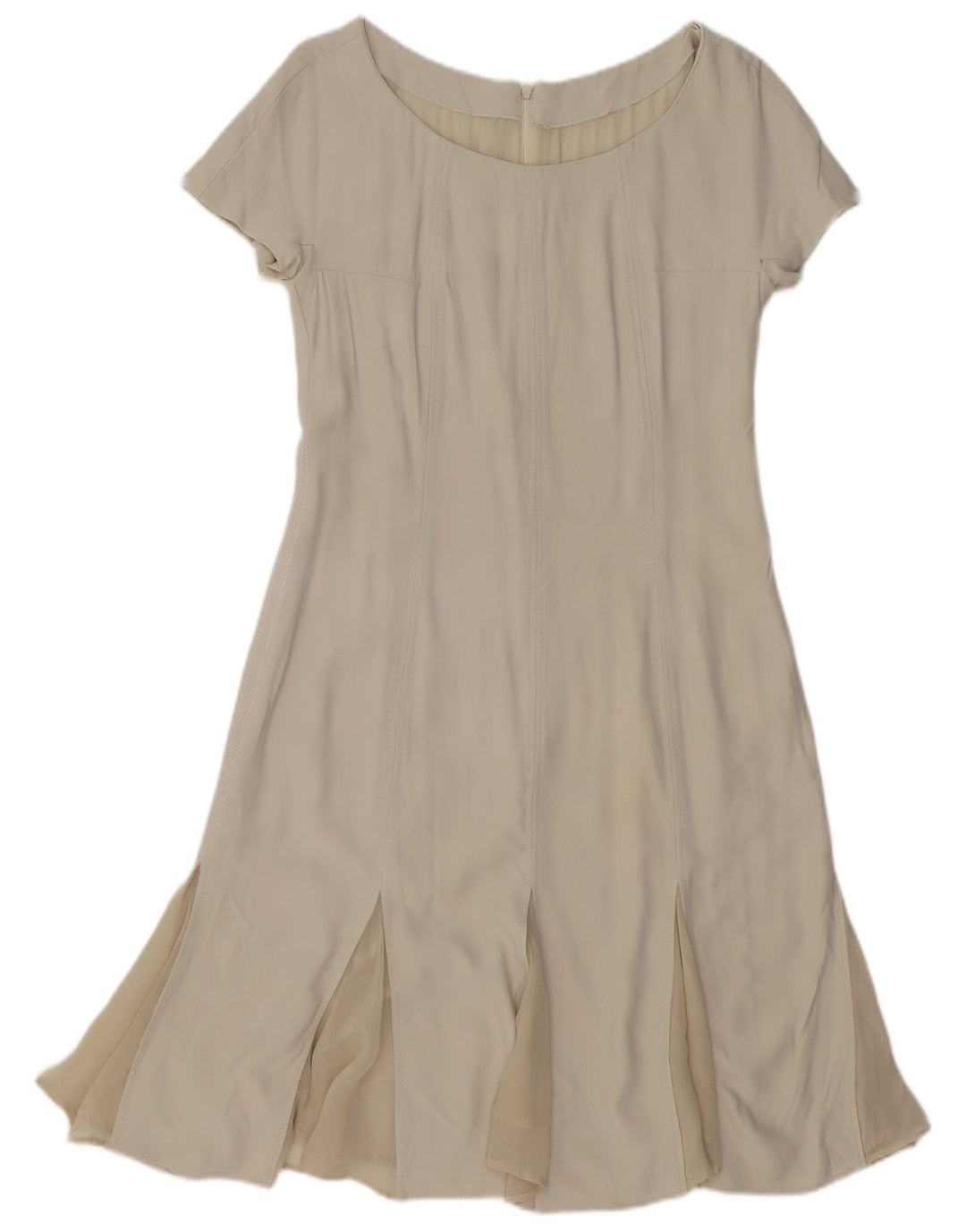 VINTAGE Robe A-Line Femme UK 12 Moyen Blanc