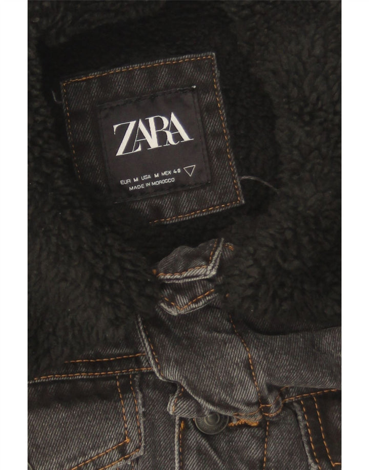 Zara Veste en jean Sherpa pour homme UK 38 Gris moyen