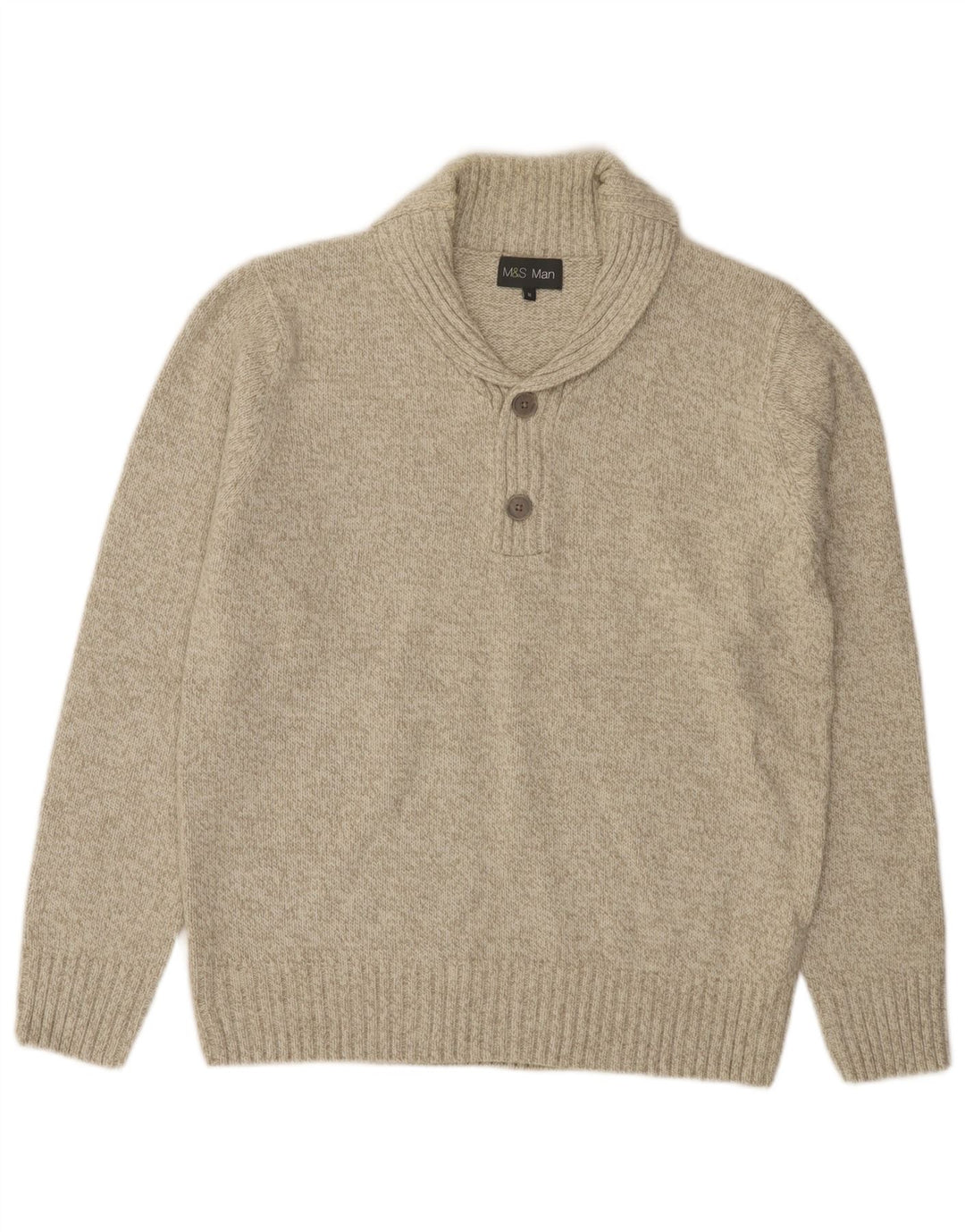 Marks & Spencer Pull col châle pour homme en acrylique moucheté vert moyen