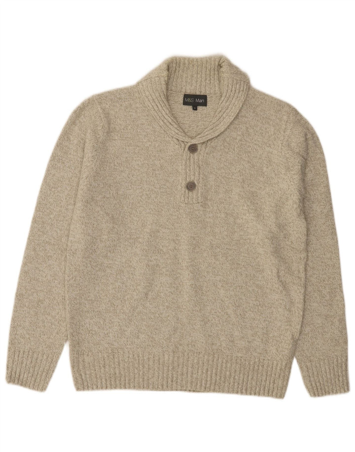 Marks & Spencer Pull col châle pour homme en acrylique moucheté vert moyen