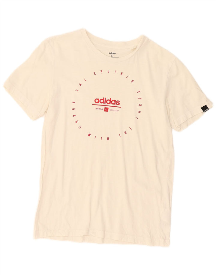 Adidas T-shirt graphique pour hommes, petit haut en coton blanc