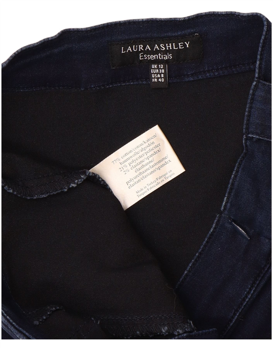LAURA ASHLEY Jupe en jean pour femme UK 12 Medium W32 Bleu marine en coton