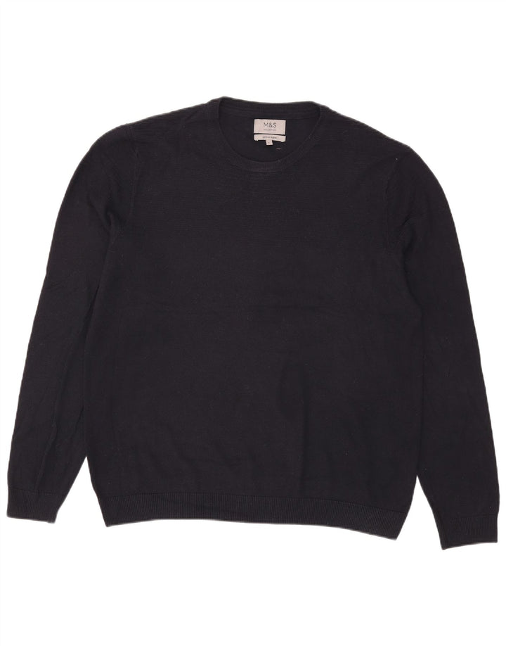 Marks & Spencer Pull col rond pour homme en acrylique bleu marine Taille L