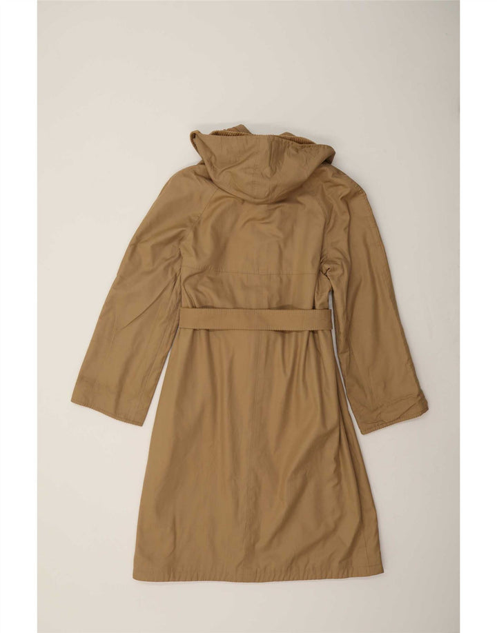 vintage Femme Manteau réversible à capuche UK 14 Beige Moyen