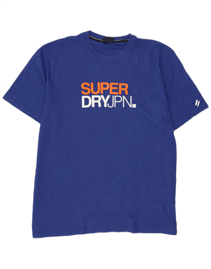 Superdry T-Shirt Graphique Homme Top 2XL Bleu Coton
