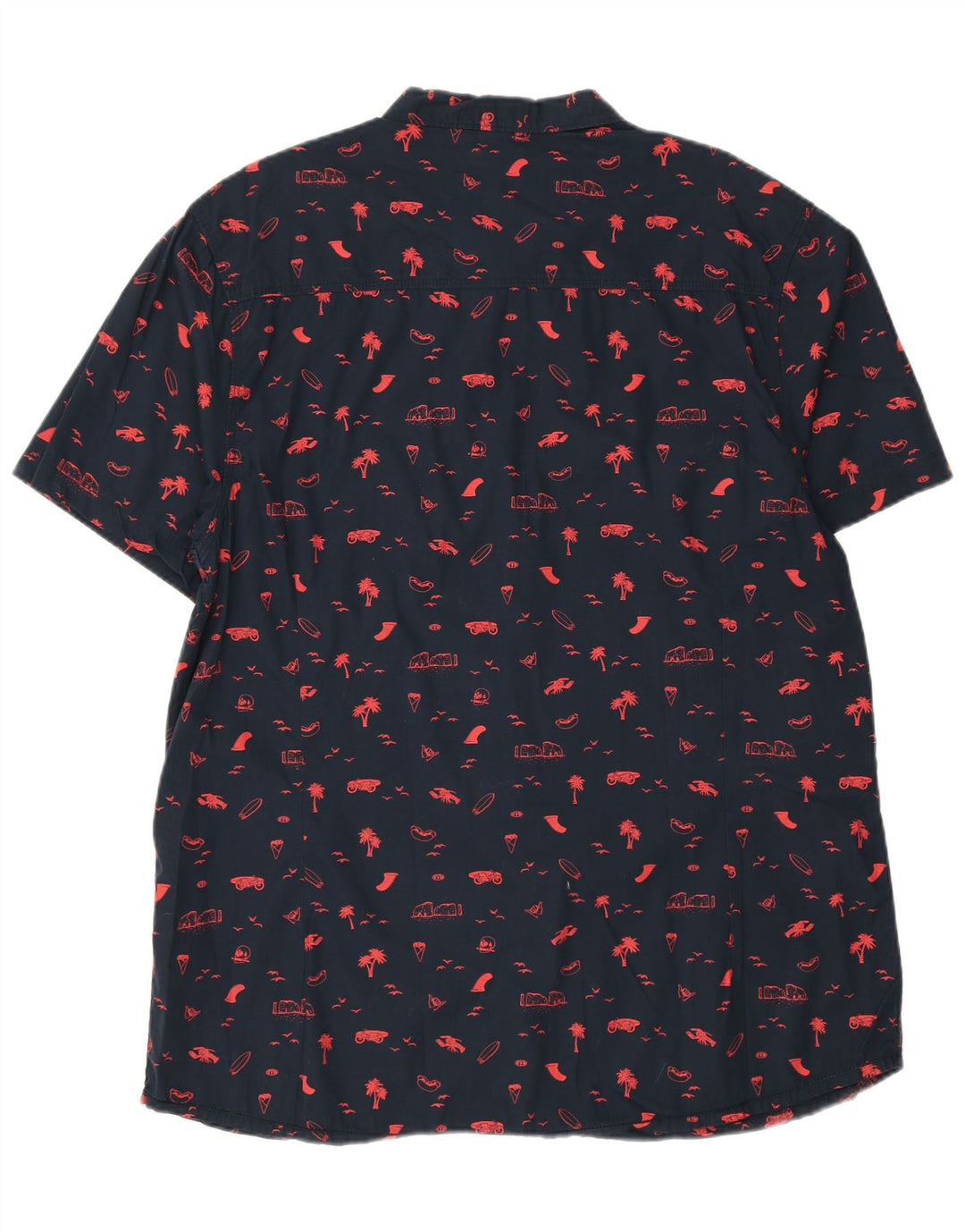 Chemise à manches courtes à motif abstrait pour homme, en coton bleu marine 2XL