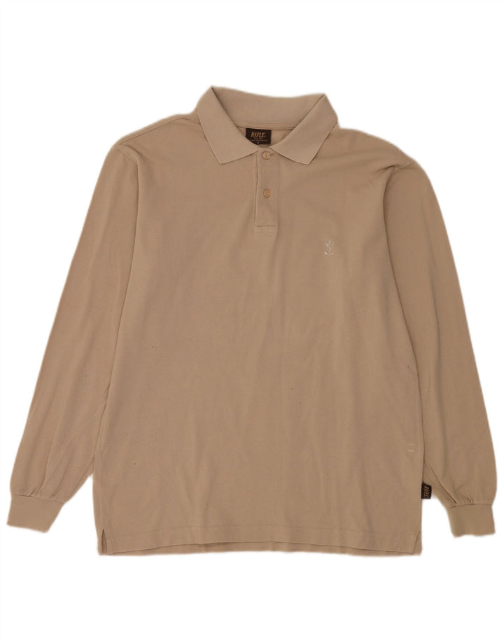 Rifle Polo à manches longues pour homme en coton beige moyen