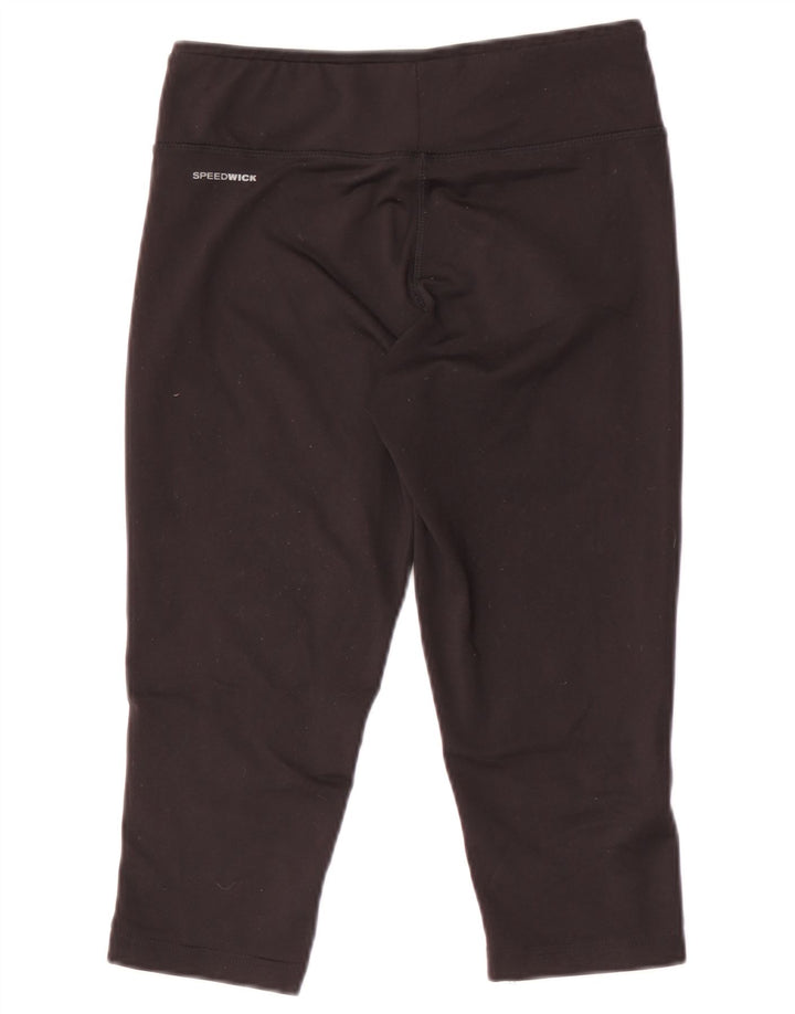 REEBOK Leggings Capri Femme UK 8/10 Petit Noir Polyester