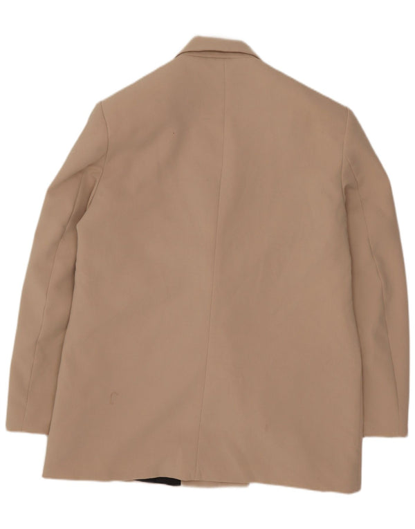 Zara Veste blazer surdimensionnée à double boutonnage pour femme UK 10 Petit Beige