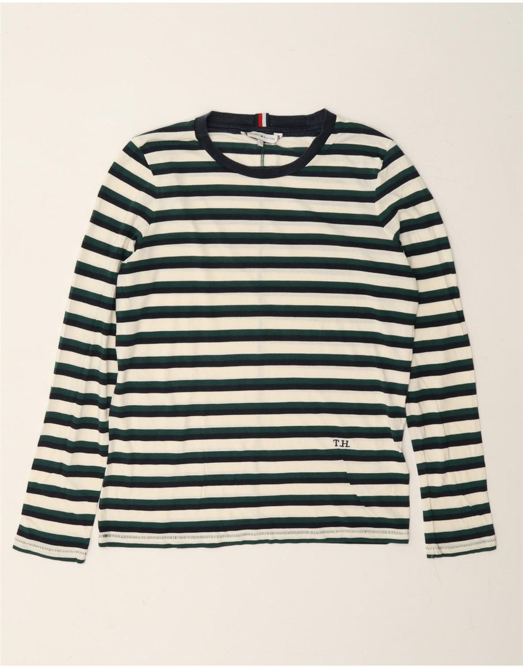 Tommy Hilfiger Haut à manches longues pour homme en Lyocell rayé vert
