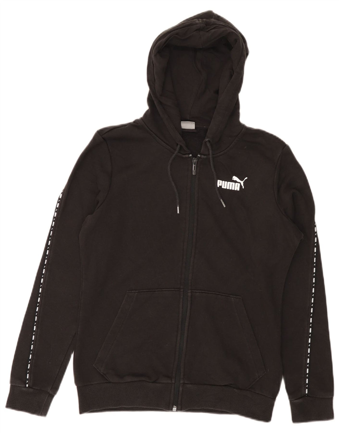 PUMA Pull à capuche zippé graphique pour femme UK 10 Petit coton noir