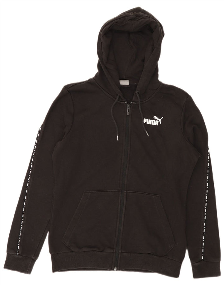 PUMA Pull à capuche zippé graphique pour femme UK 10 Petit coton noir
