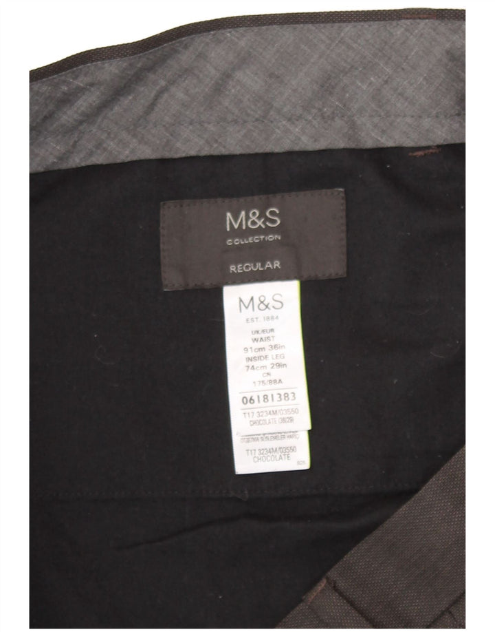 Marks & Spencer Pantalon décontracté coupe classique pour homme W36 L29 Marron Polyester