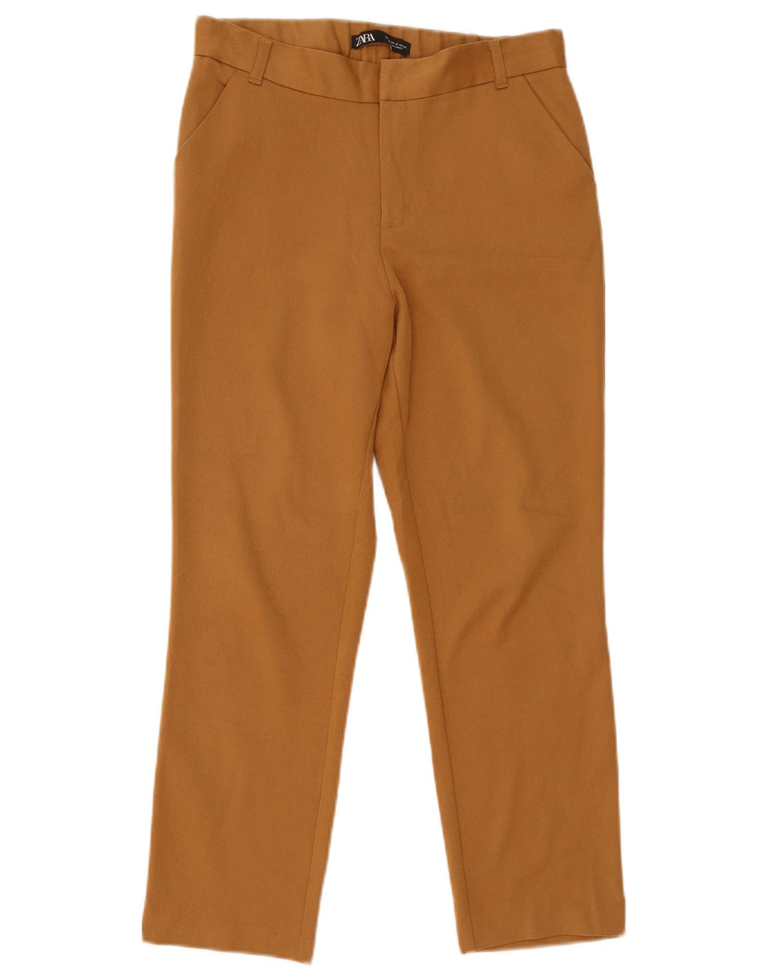 Zara Pantalon court slim pour femme Medium W28 L25 Marron Polyester