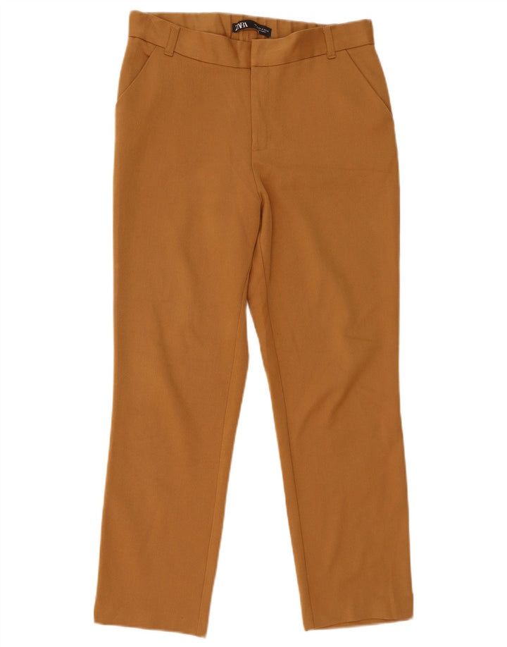 Zara Pantalon court slim pour femme Medium W28 L25 Marron Polyester