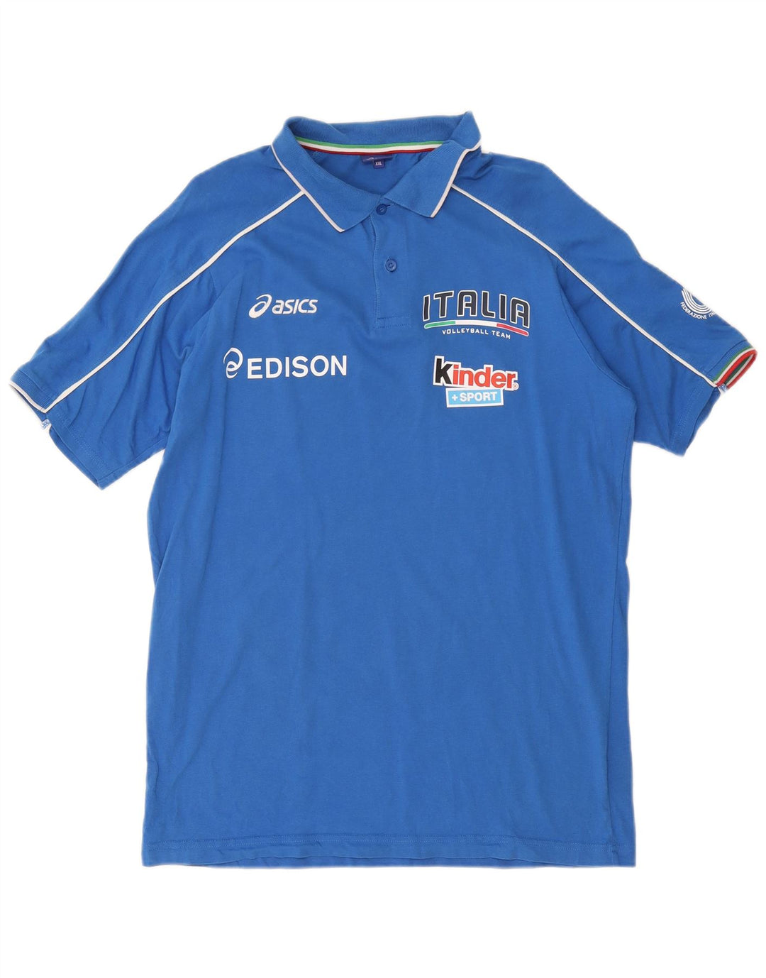 Asics Polo graphique Italia 2XL homme bleu coton