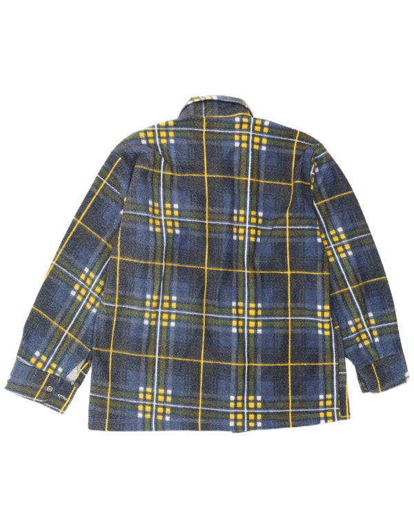 chemise en flanelle vintage pour hommes à carreaux bleu moyen