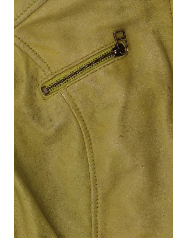 Freaky Nation Veste en cuir pour femme UK 10 Petit cuir vert