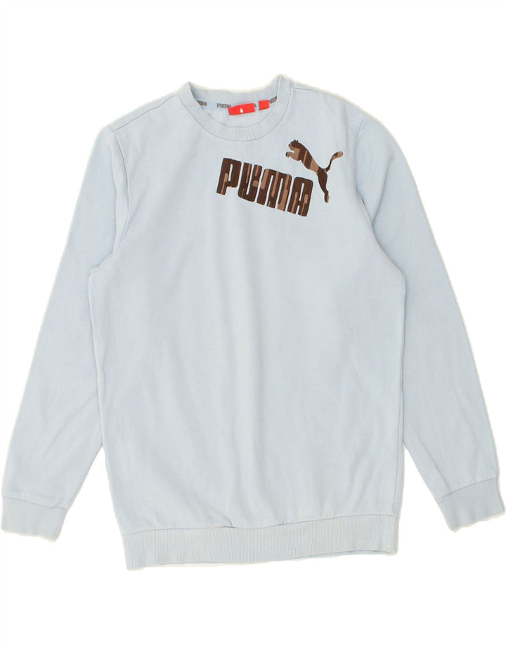 PUMA Boys Graphic Sweatshirt Jumper 11-12 Years Blue Cotton Vintage Puma and Second-Hand Puma from Messina Hembry 