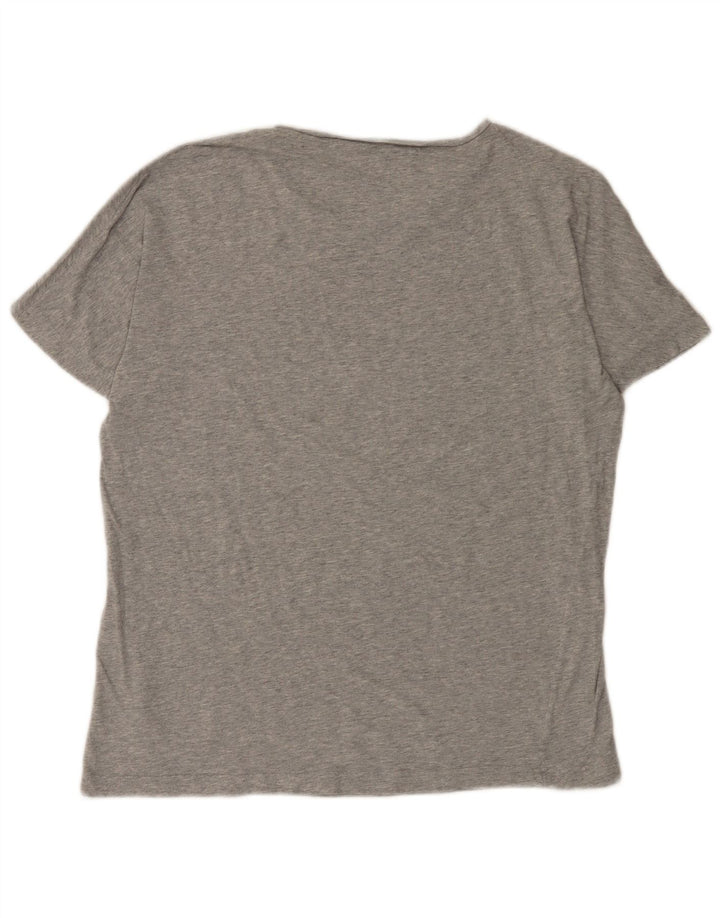 Benetton Femme T-Shirt Graphique Haut Large Gris Moucheté Coton