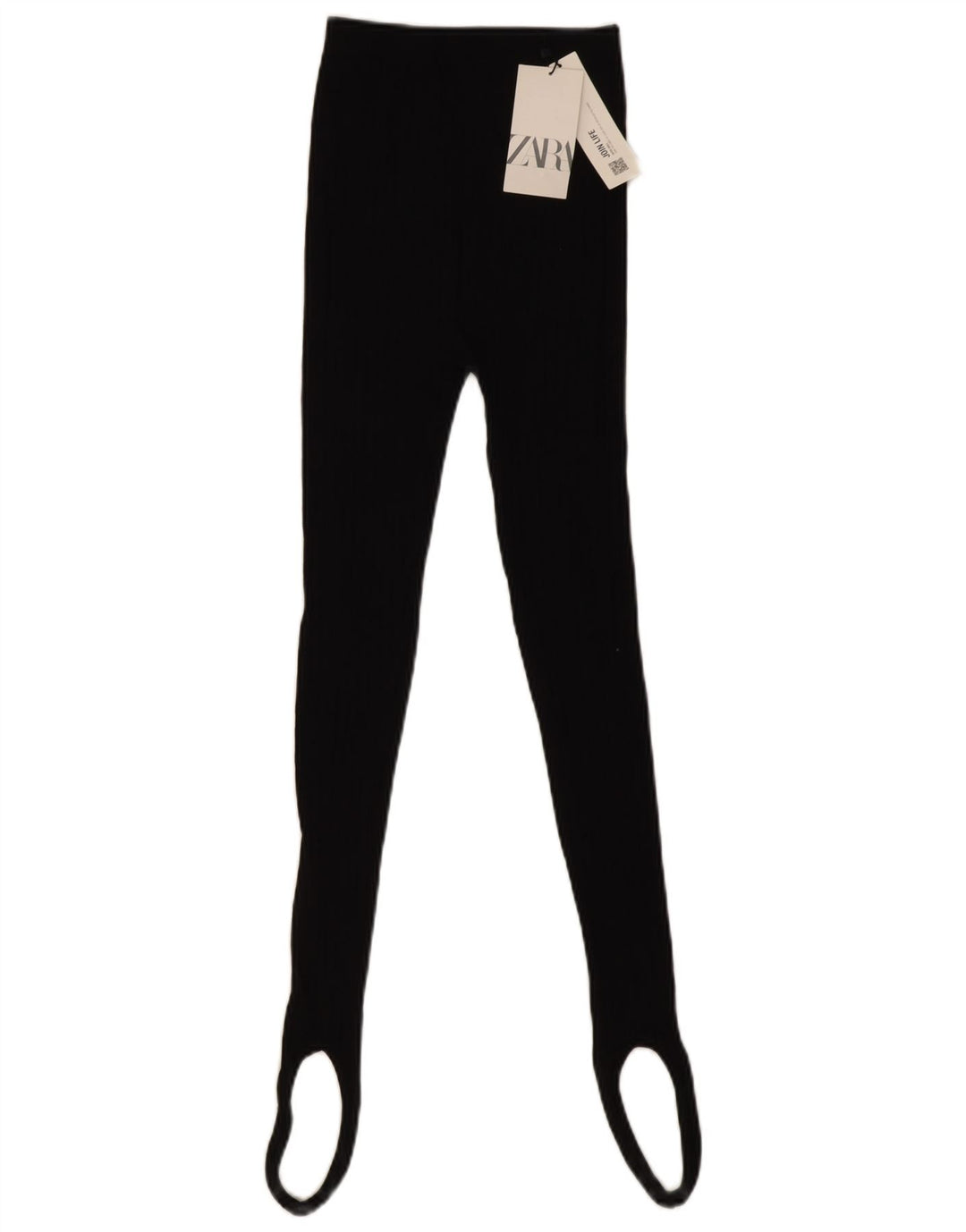 Zara Leggings Étriers Femme UK 12 Coton Noir Moyen