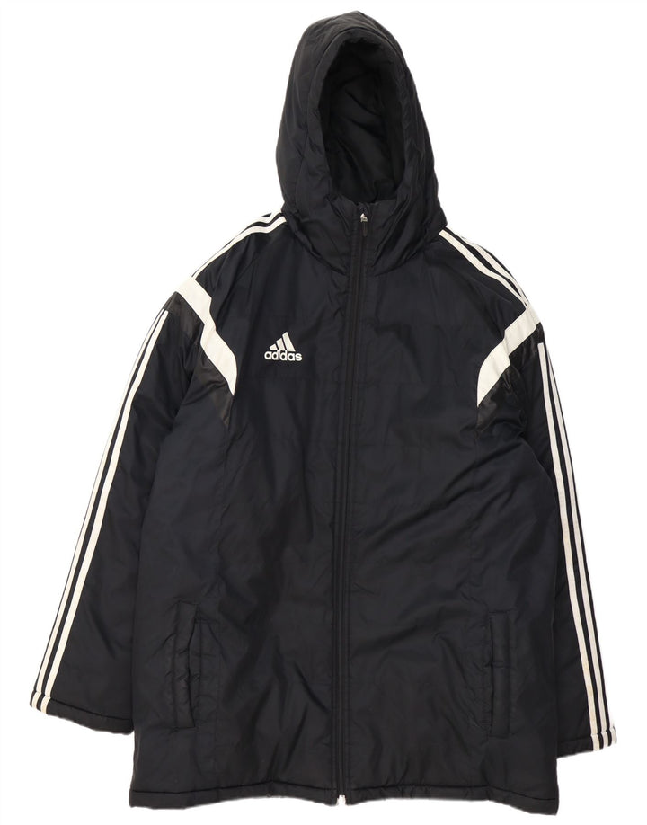 Adidas Veste rembourrée à capuche pour homme UK 42 XL Noir Colorblock Polyester