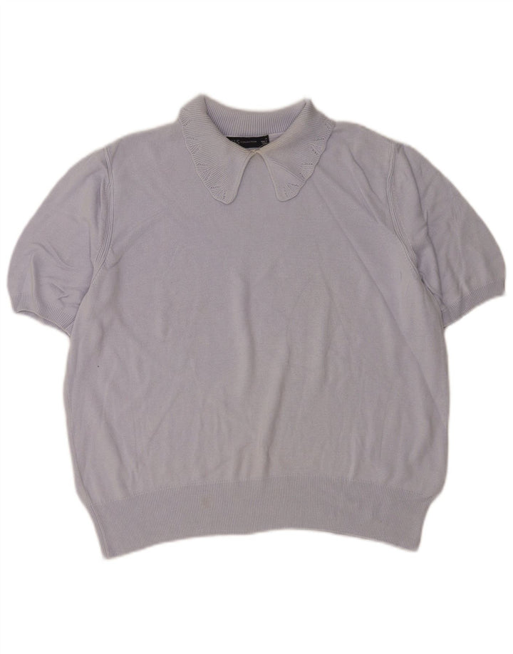 Marks & Spencer Pull à col polo pour femme UK 14 Large Bleu