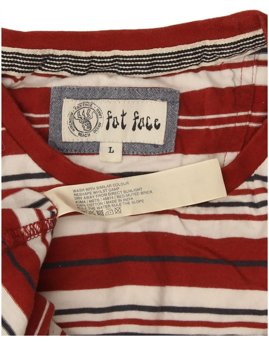 Fat Face T-Shirt Homme Haut Large Rouge Rayé Coton