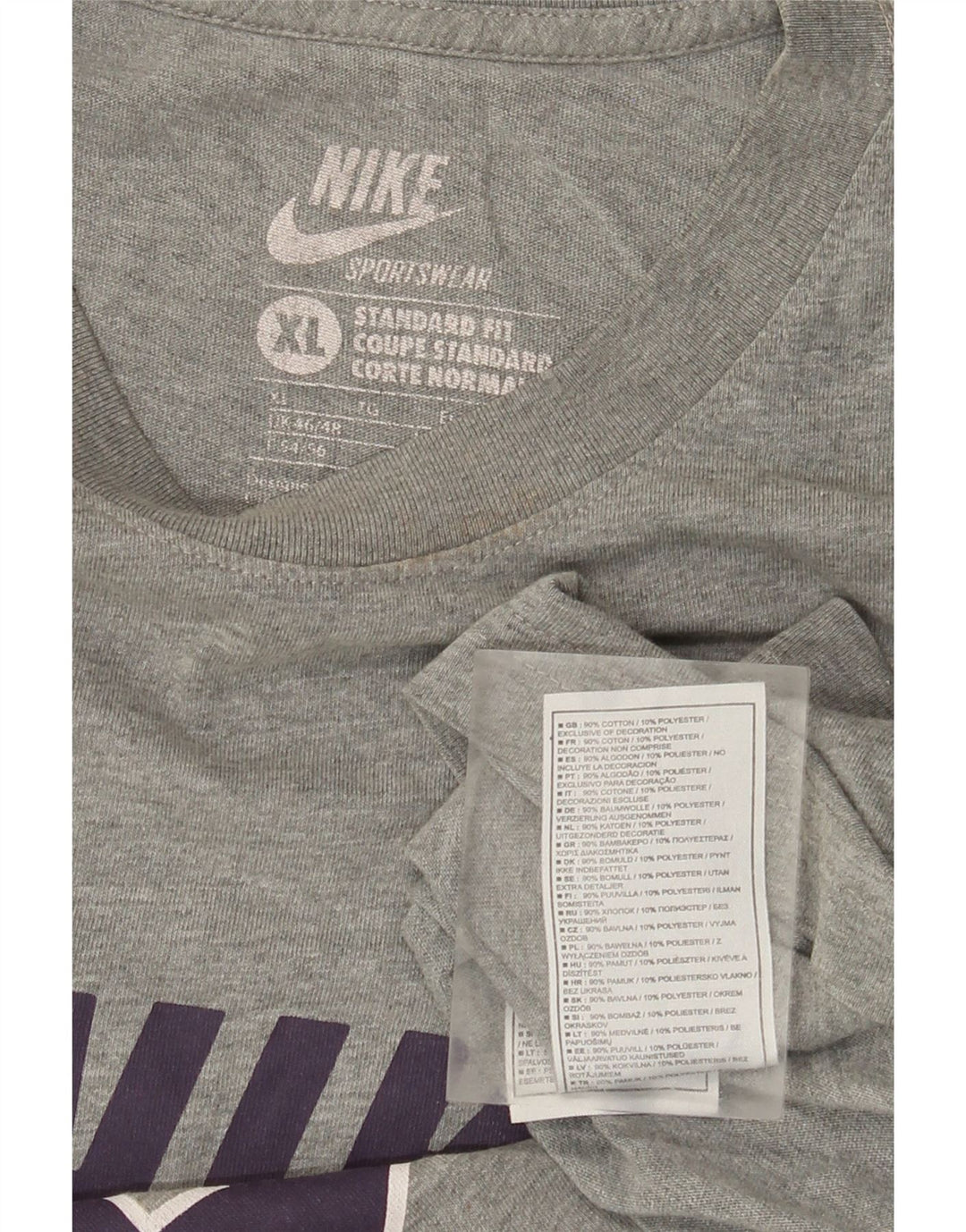 Nike Mens Graphic T-Shirt Top XL Gris Moucheté Coton