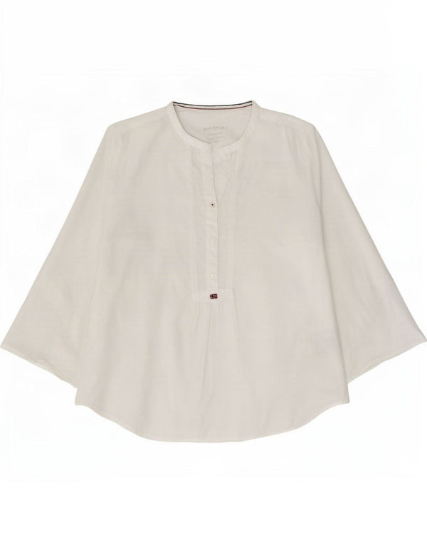 Napapijri Chemisier à manches 3/4 pour femme UK 14 en coton blanc moyen