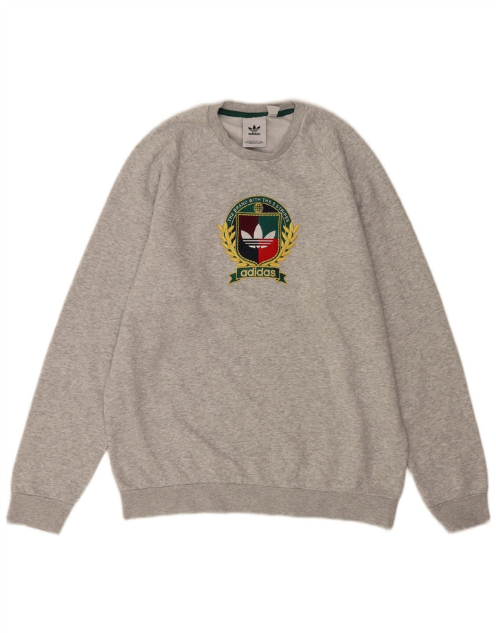 Adidas Sweat-shirt graphique pour homme en coton gris moyen