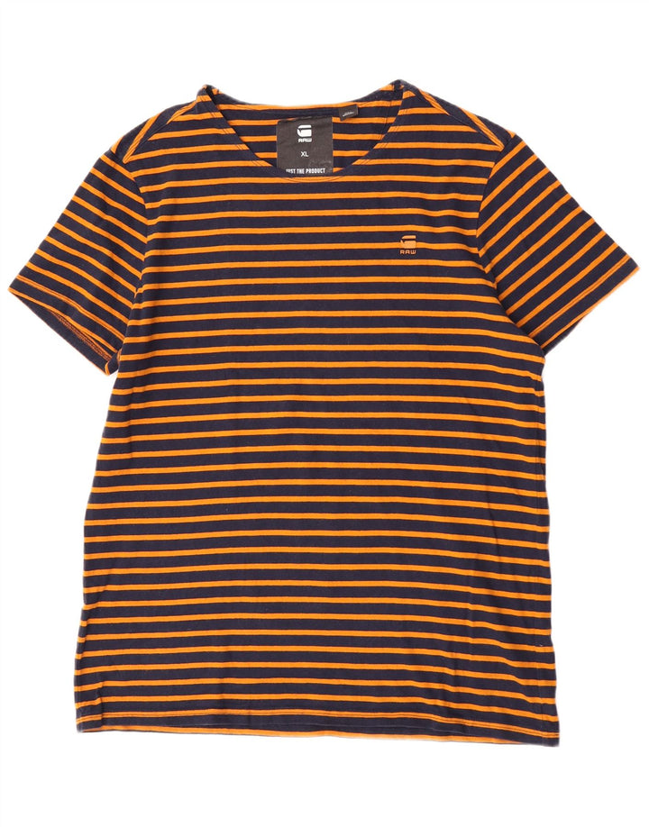 G-Star T-Shirt Homme Top XL Orange Rayé