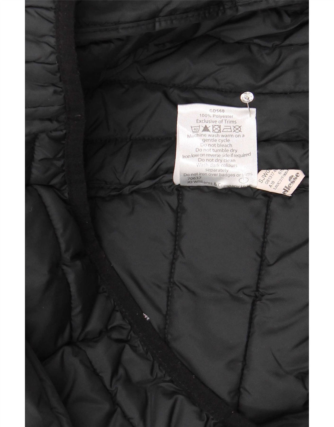 Ellesse Veste matelassée à capuche pour femme UK 24 4XL Noir Polyester