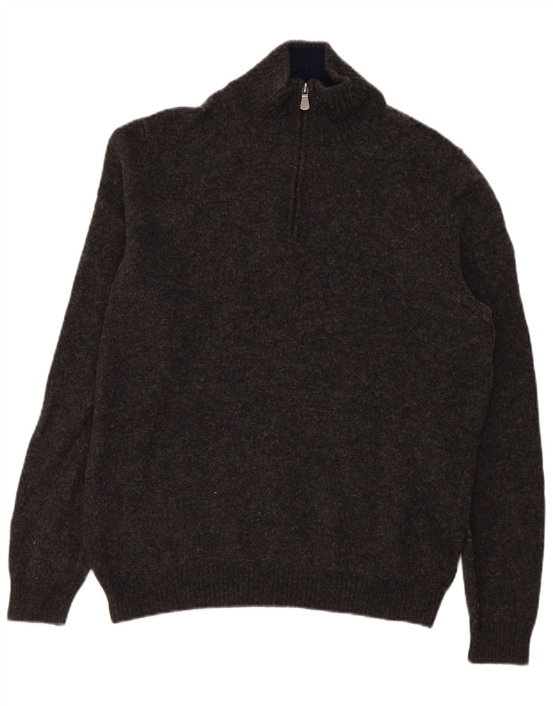 John Lewis Pull à col zippé pour homme en laine mérinos gris moyen