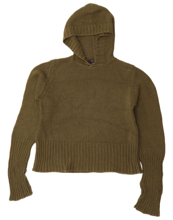 Zara Pull surdimensionné à capuche pour femme UK 14 Acrylique vert moyen