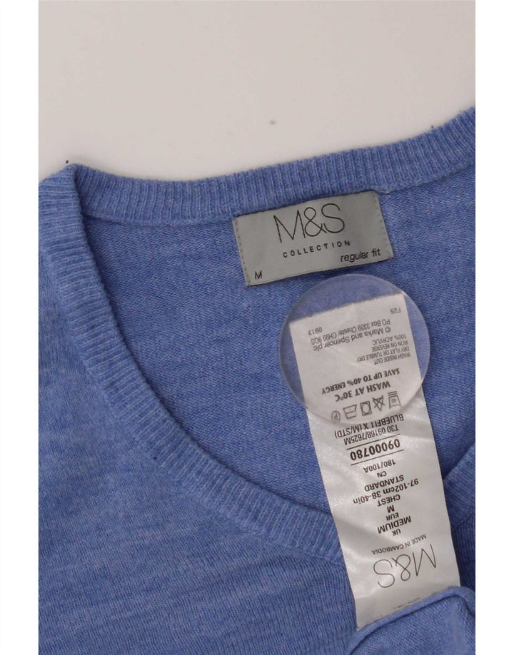 Marks & Spencer Pull Regular Fit Col V Homme Bleu Moyen Acrylique