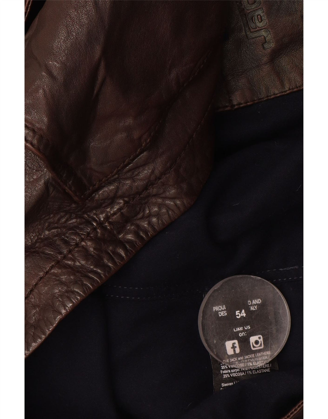 Veste en cuir homme vintage IT 54 2XL Cuir marron