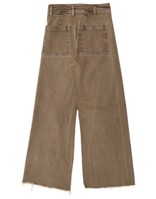 Zara Jean droit à jambe large pour femme EU 36 XS W26 L28 Coton kaki