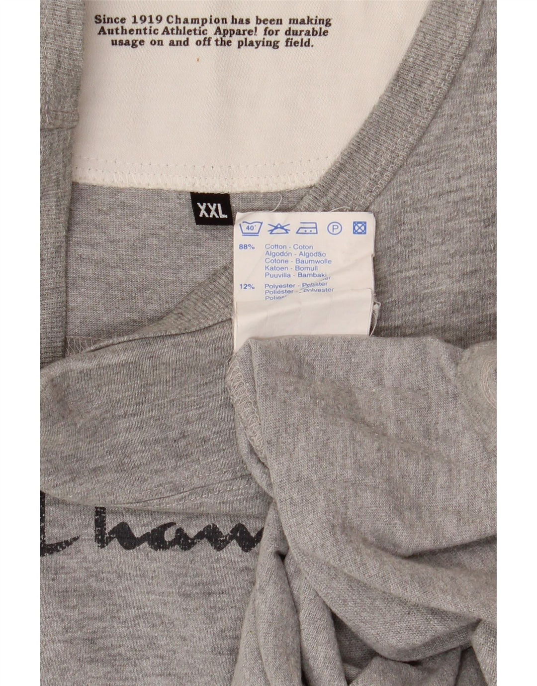 Champion Haut Graphique Homme Manches Longues 2XL Gris Coton