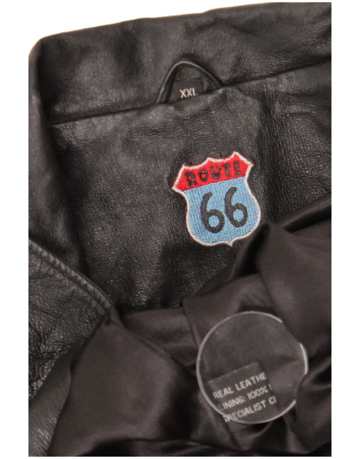 Route 66 Veste en cuir pour homme UK 44 2XL Cuir noir