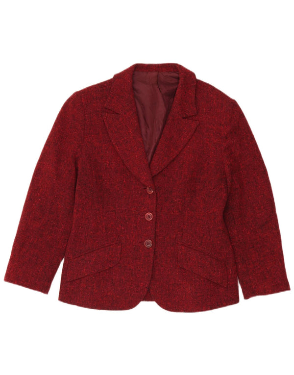Hobbs Womens 3 Button Blazer Jacket UK 12 Medium Burgundy Flecked Wool