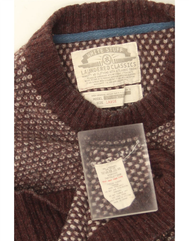 Pull à col rond White Stuff pour femme UK 14 Large en laine d'agneau marron