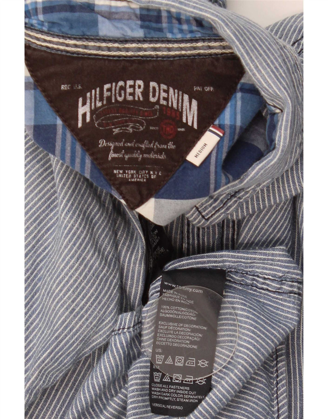 Tommy Hilfiger Chemise Homme Bleu Marine Moyen Fines Rayures Coton