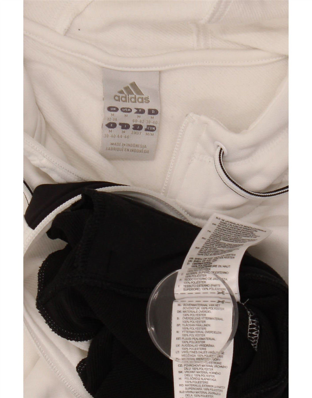 ADIDAS Pull à capuche zippé pour femme UK 12/14 Blanc moyen Colourblock