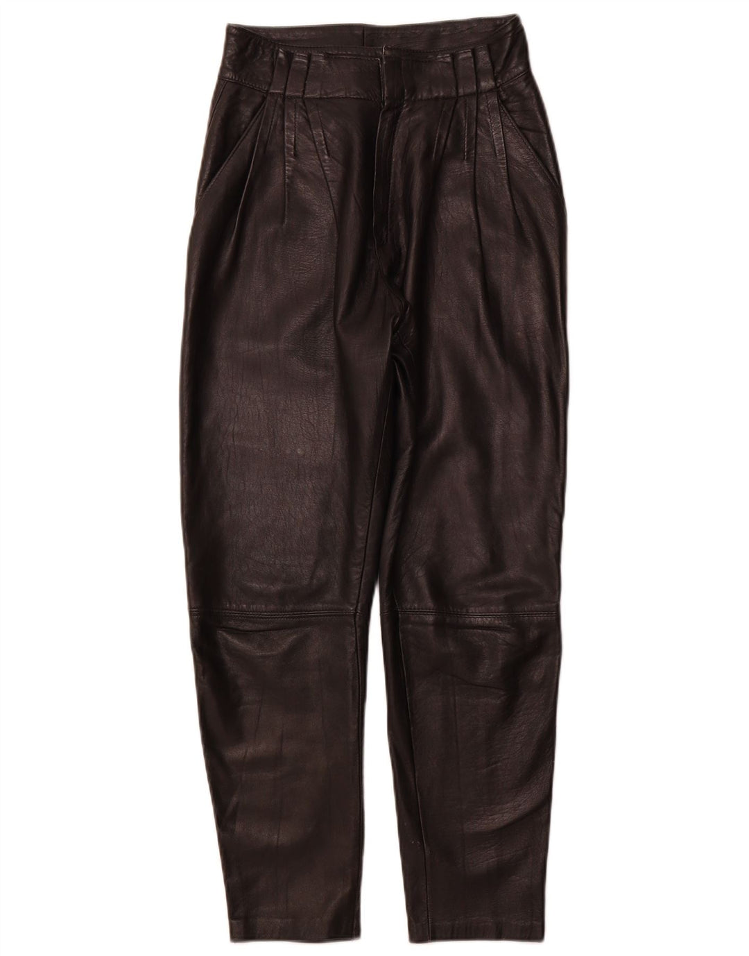 VINTAGE Pantalon en cuir chevillé pour femme IT 44 Medium W26 L26 Cuir noir