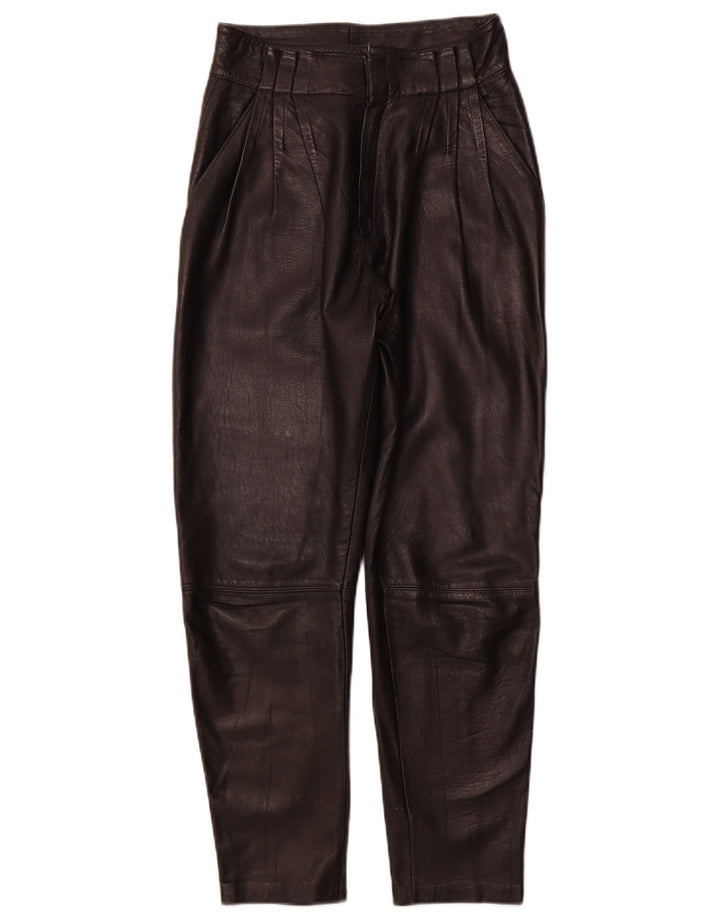 VINTAGE Pantalon en cuir chevillé pour femme IT 44 Medium W26 L26 Cuir noir